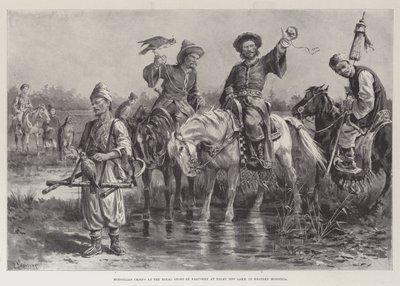 Mongolske høvdinge ved Royal Sport of Falconry ved Dalay Nov Lake i det vestlige Mongoliet af Paul Frenzeny